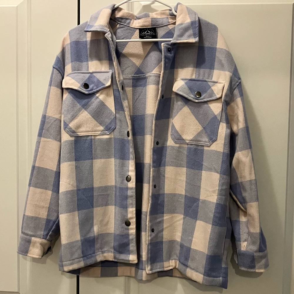 Blue and cream plaid shacket! Super soft